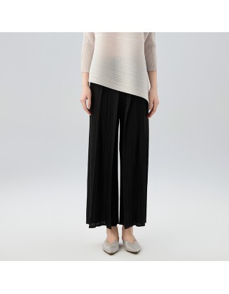 New senior sense of splicing buttons versatile thin straight trousers