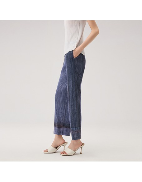 Vintage jeans high waist loose thin large size elastic straight wide leg trousers