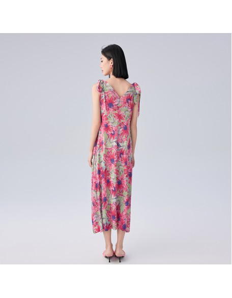 Japan and South Korea casual style dress v-neck painted print strapped a-line dress female