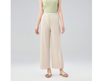 Casual Pants Temperament Mid Waist Pleated Long Spliced Straight Trousers