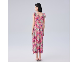 Japan and South Korea casual style dress v-neck painted print strapped a-line dress female
